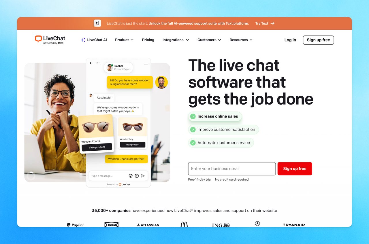 LiveChat chat interface