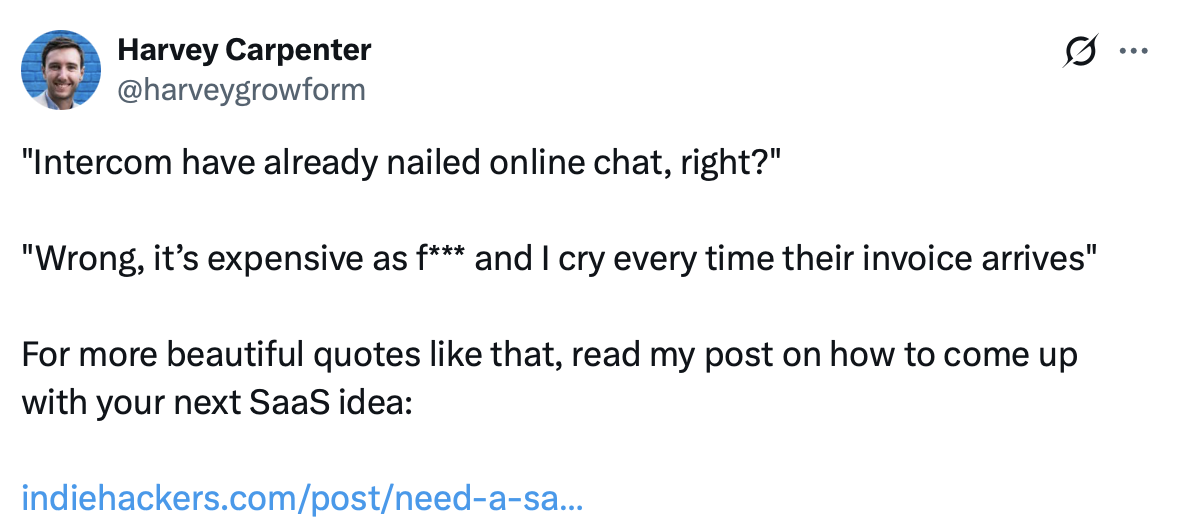 A customer complaint about Intercom's invoice growing unexpectedly after enabling Fin AI.
